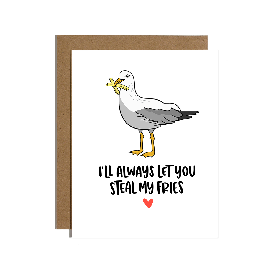 Seagull Steal Fries Love Card