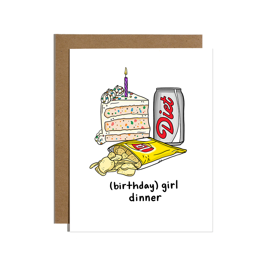 Girl Dinner Birthday Card
