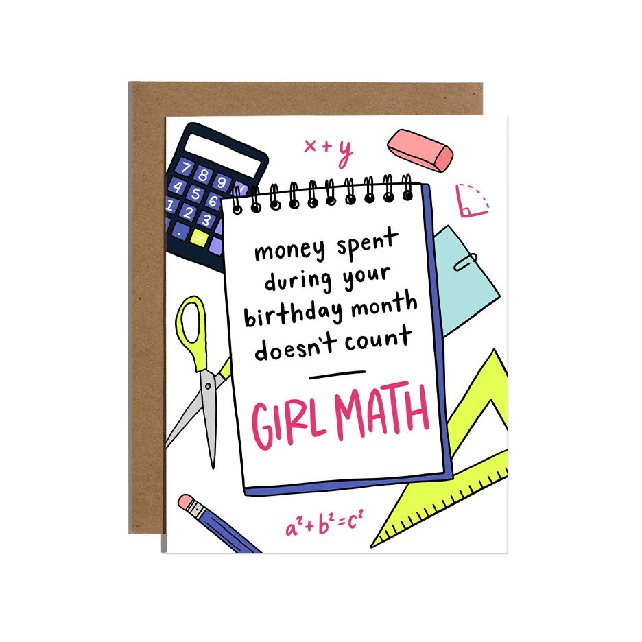 Girl Math Birthday Card
