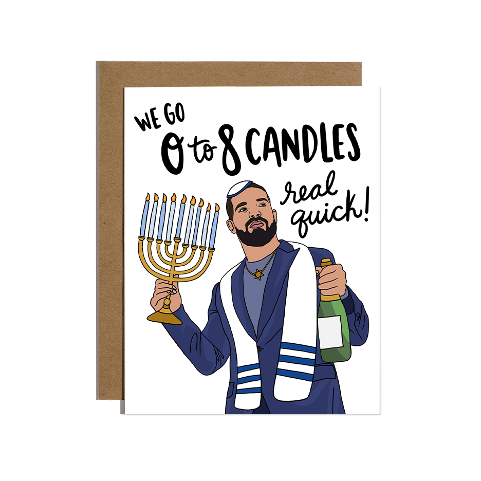 0 To 8 Candles Real Quick Hanukkah Holiday Card