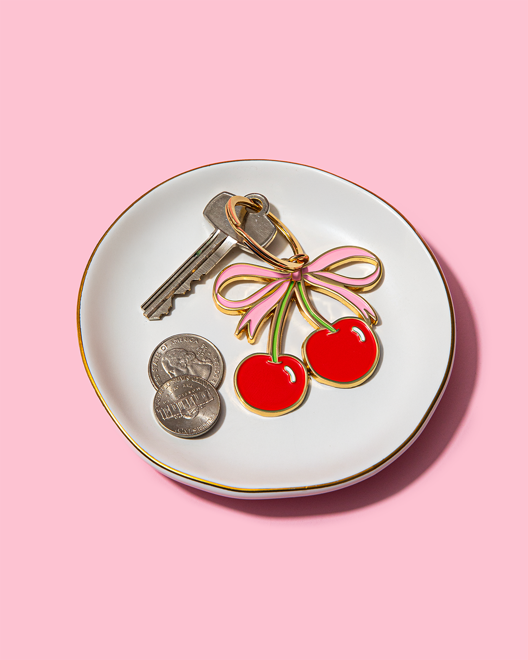 Cherries Enamel Keychain Bag Charm