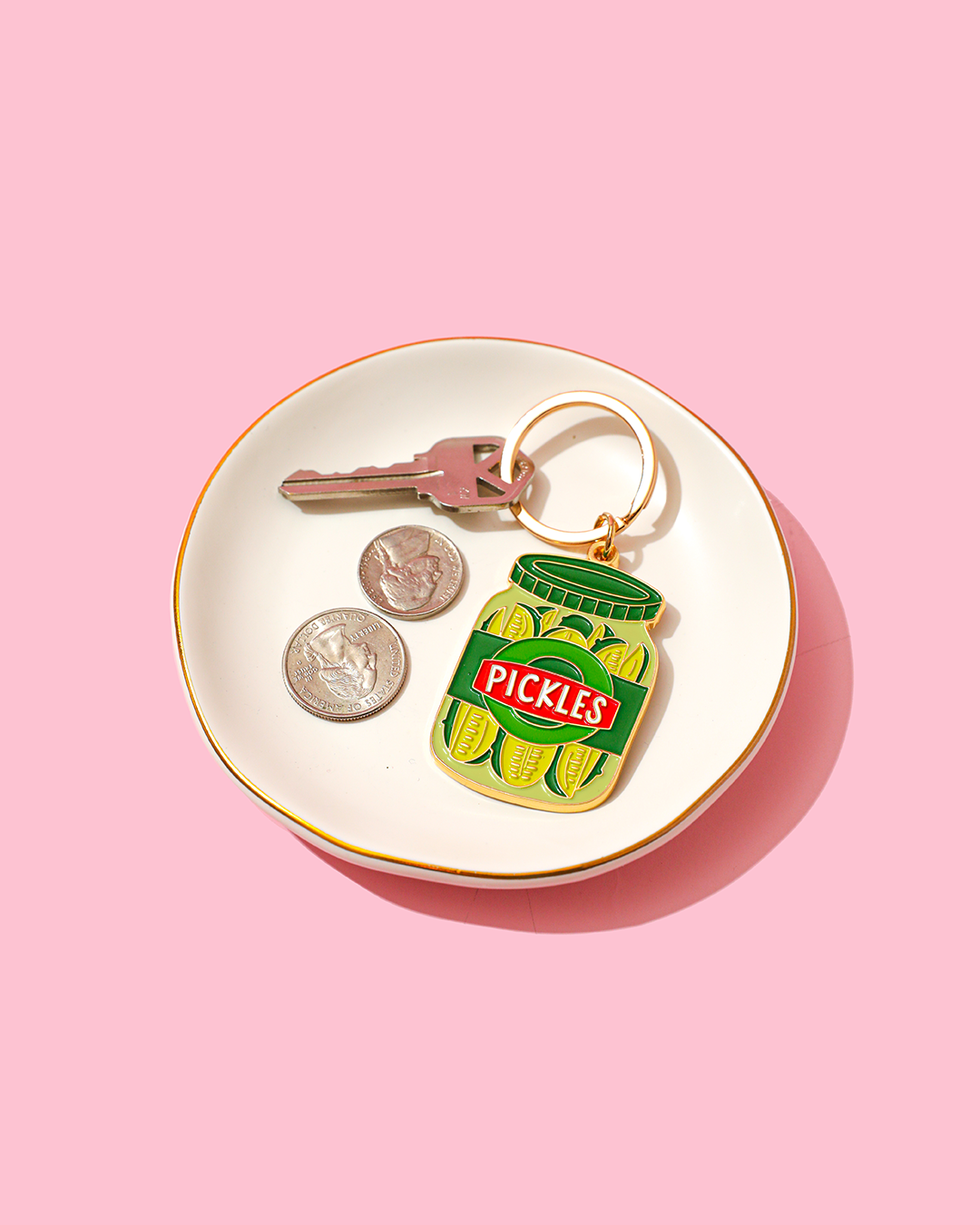 Pickle Jar Enamel Keychain Bag Charm