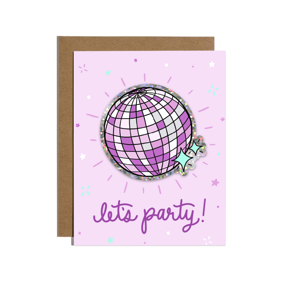 Let's Party Disco Birthday Sticker Card