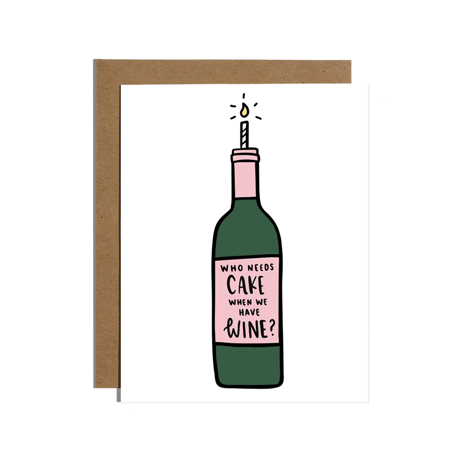 Cake Wine Birthday Card