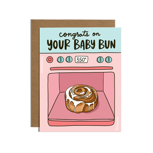 Cinnamon Roll Baby Bun In Oven Card