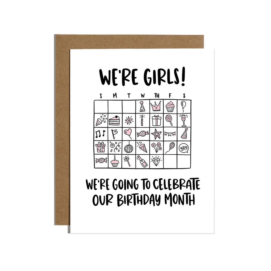 We're Girls! Birthday Month Card