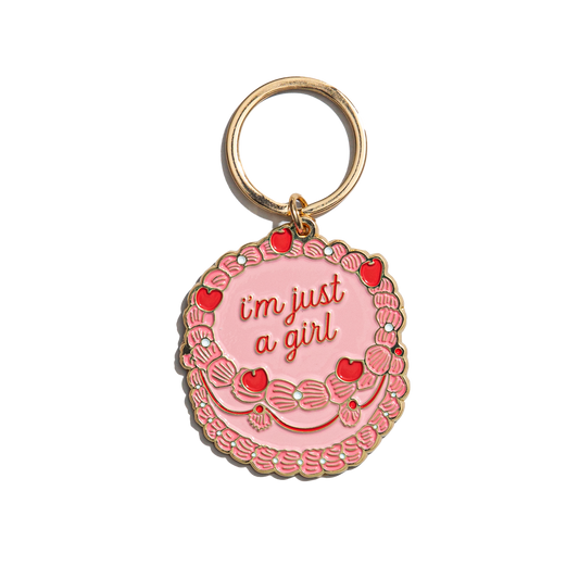 Just A Girl Vintage Cake Enamel Keychain