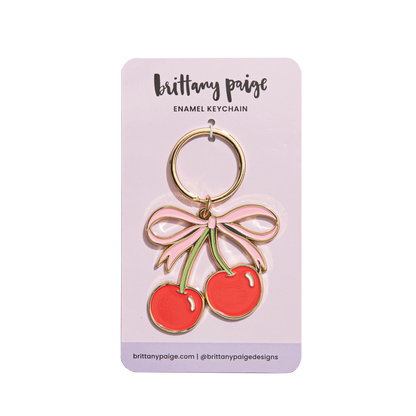 Cherries Enamel Keychain Bag Charm