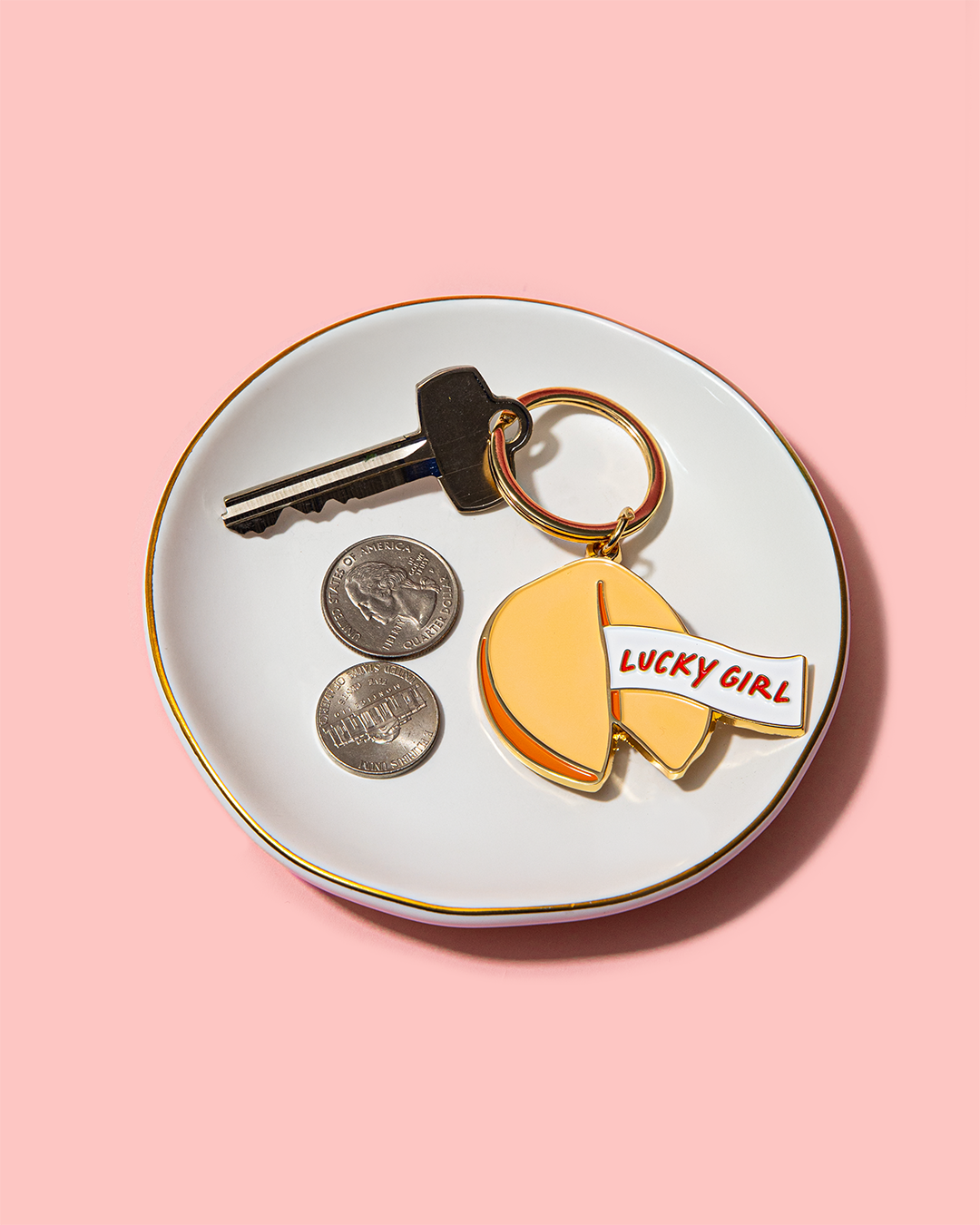 Fortune Cookie Enamel Keychain
