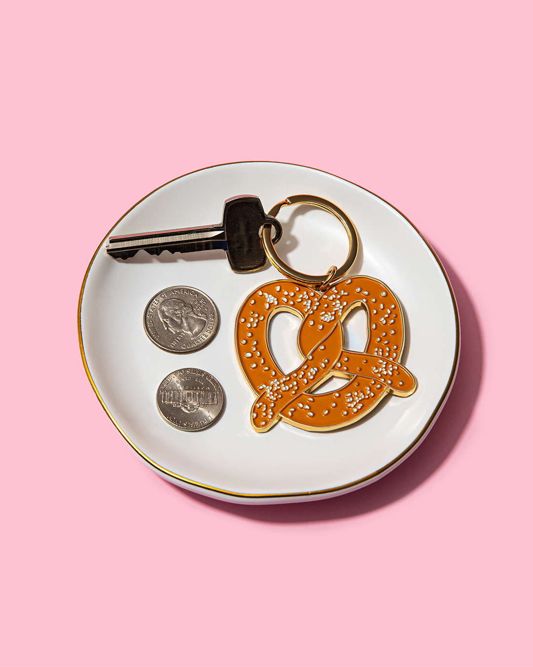 Soft Pretzel Enamel Keychain