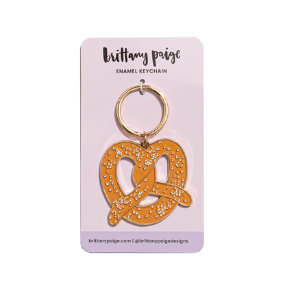 Soft Pretzel Enamel Keychain