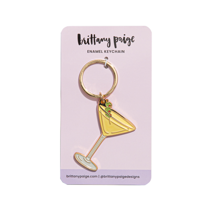 Olive Dirty Martini Enamel Keychain