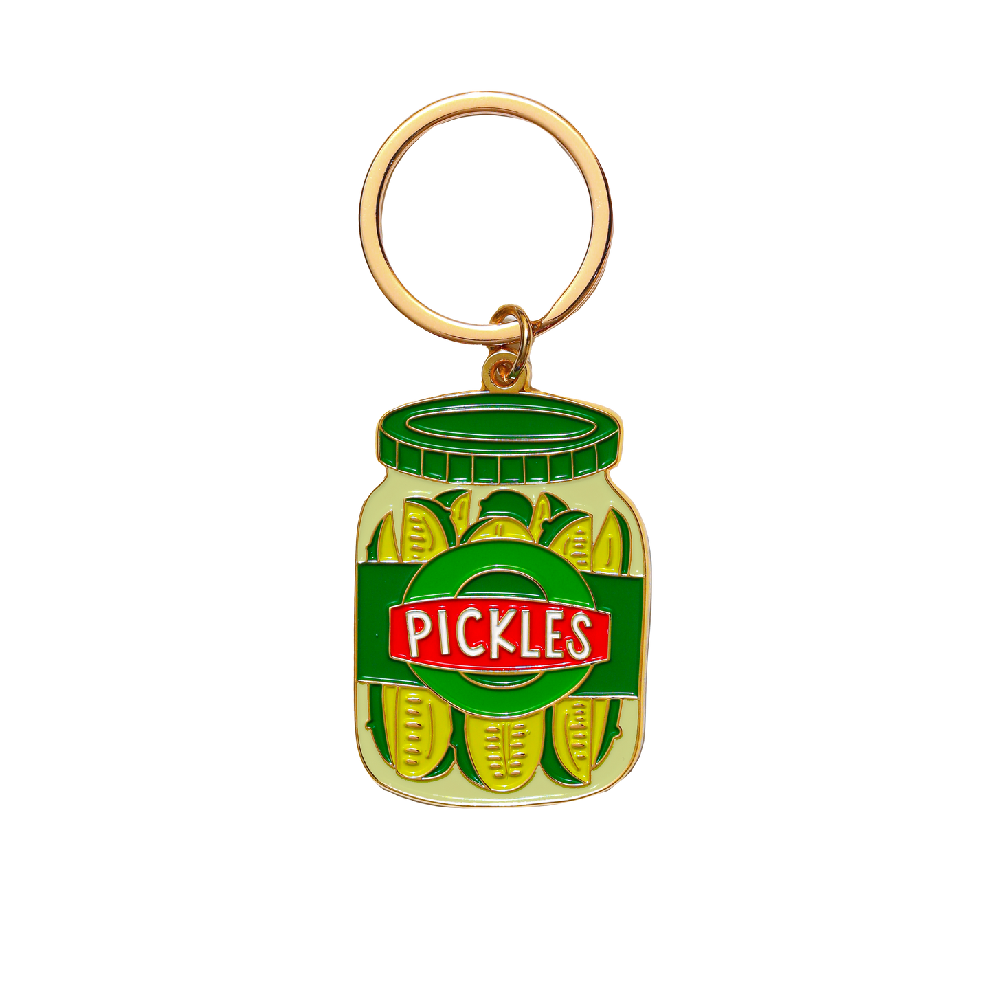 Pickle Jar Enamel Keychain Bag Charm