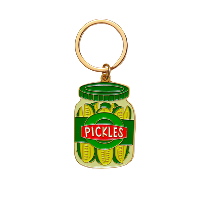 Pickle Jar Enamel Keychain Bag Charm