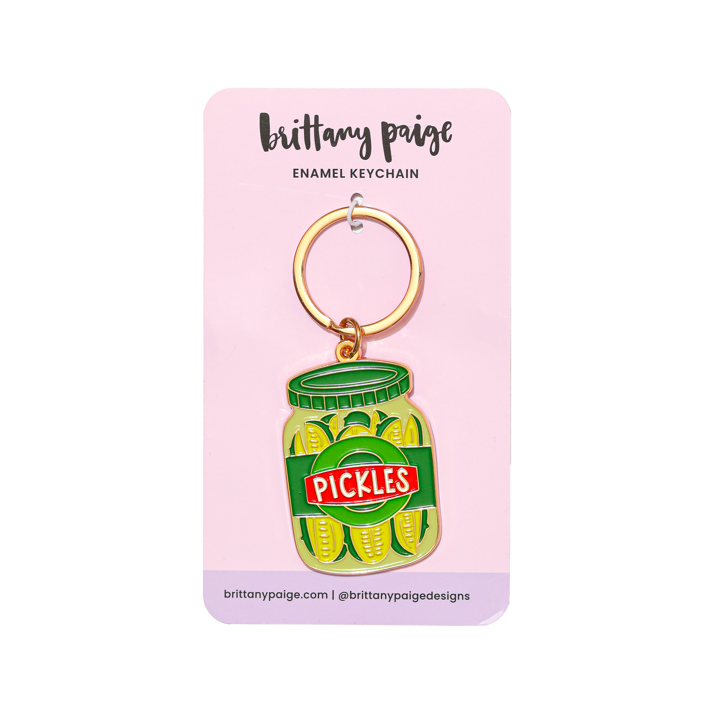 Pickle Jar Enamel Keychain Bag Charm