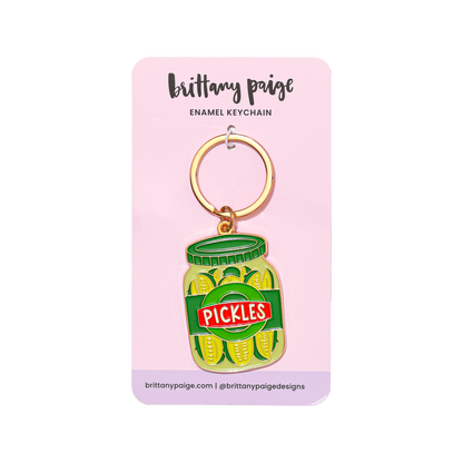 Pickle Jar Enamel Keychain Bag Charm