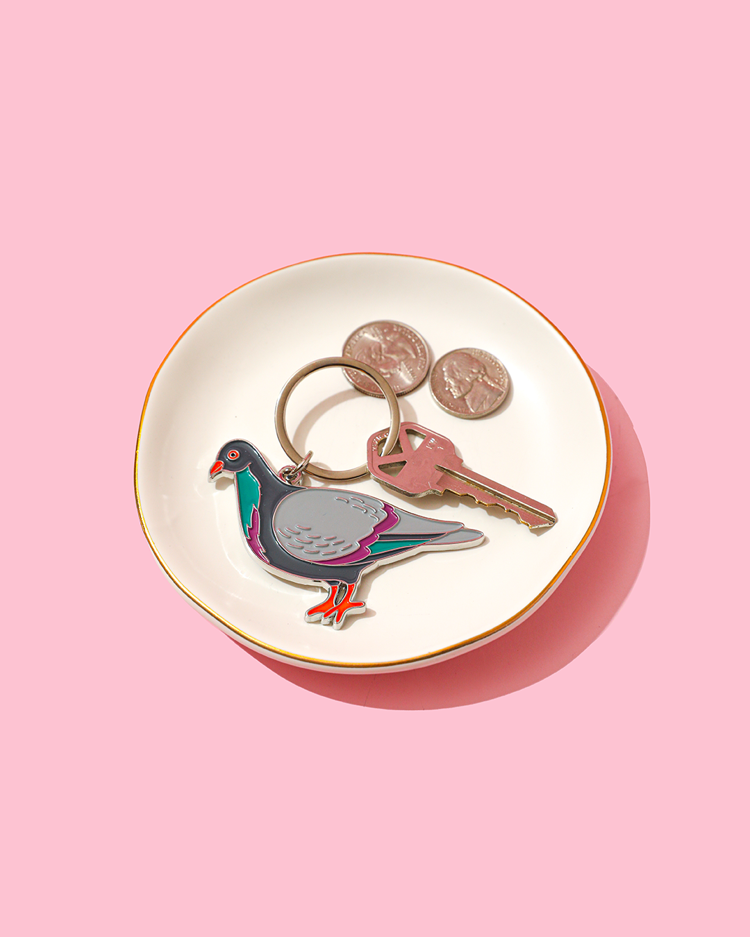Pigeon Enamel Keychain Bag Charm