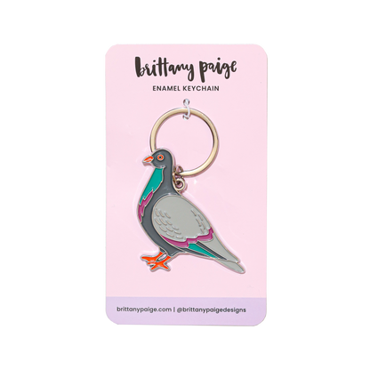 Pigeon Enamel Keychain Bag Charm