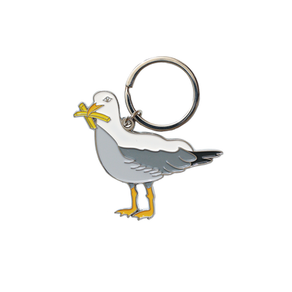 Seagull With Fries Enamel Keychain Bag Charm