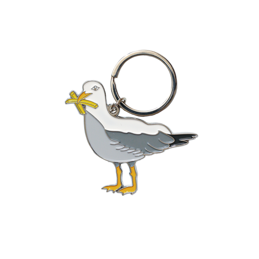 Seagull With Fries Enamel Keychain Bag Charm