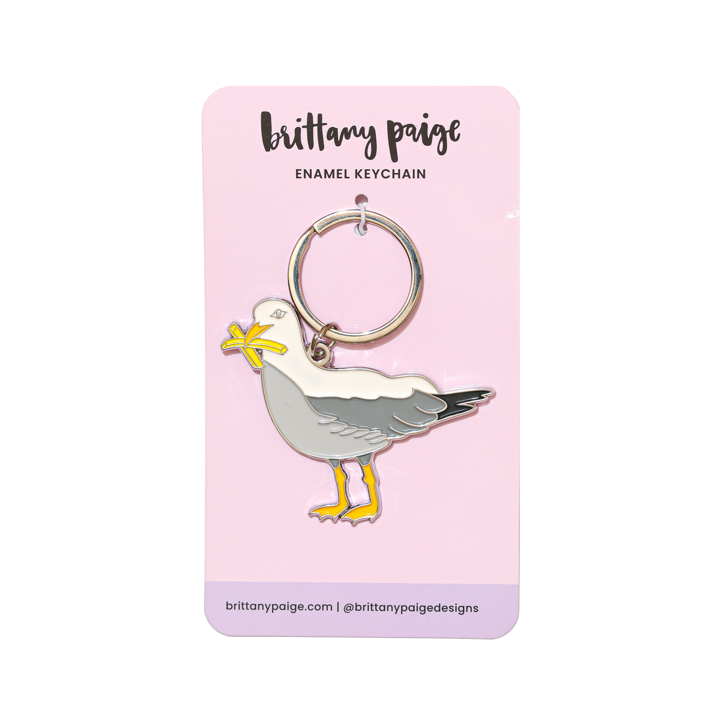 Seagull With Fries Enamel Keychain Bag Charm