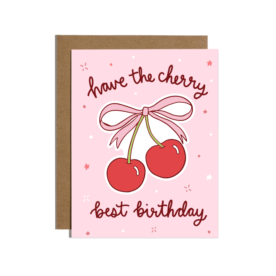 Cherry Best Birthday Sticker Card