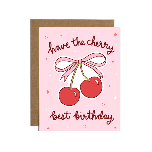 Cherry Best Birthday Sticker Card