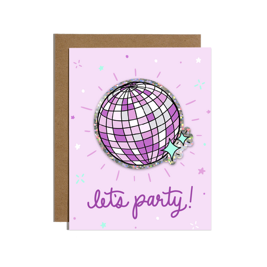Let's Party Disco Birthday Sticker Card