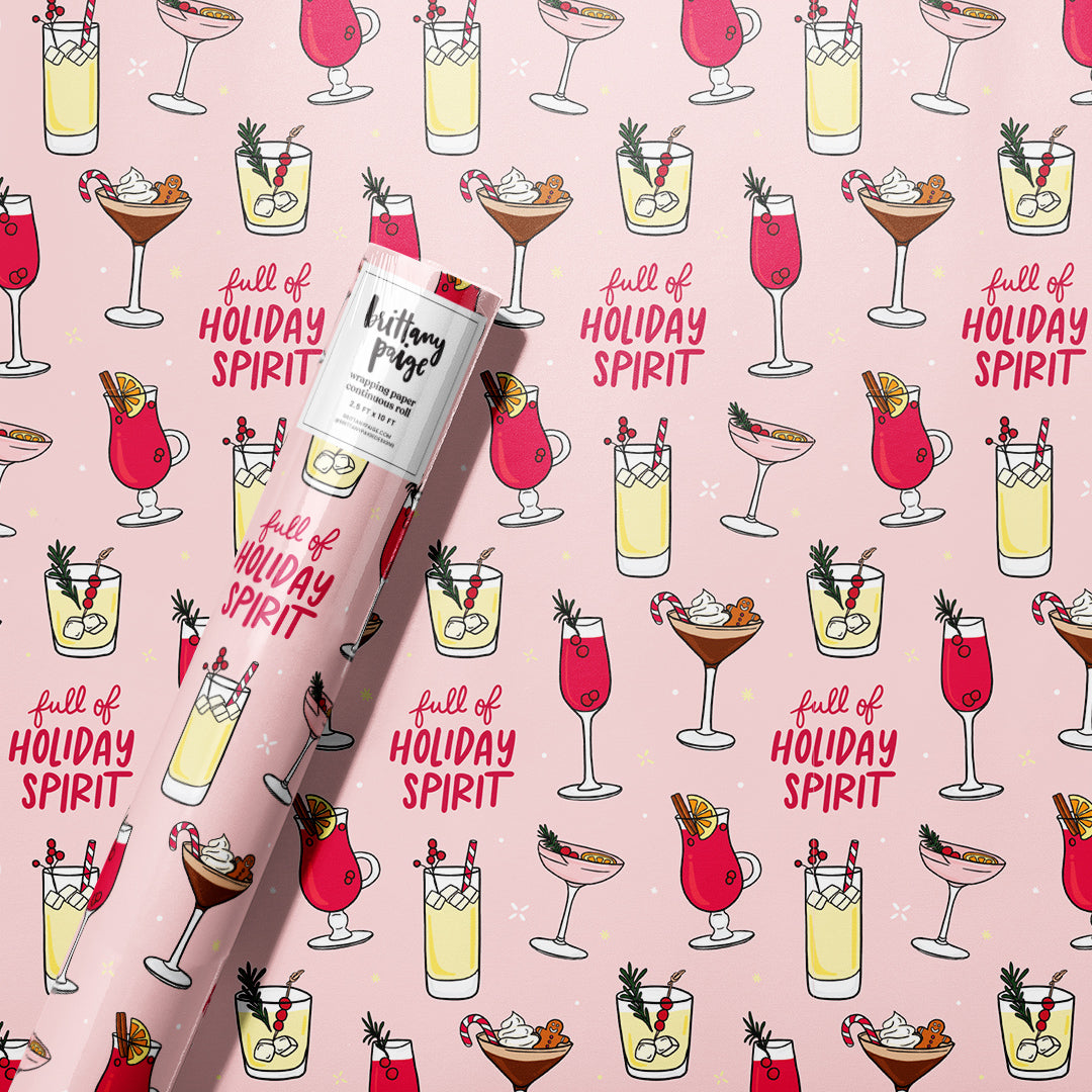 Holiday Cocktail Drinks Wrapping Paper