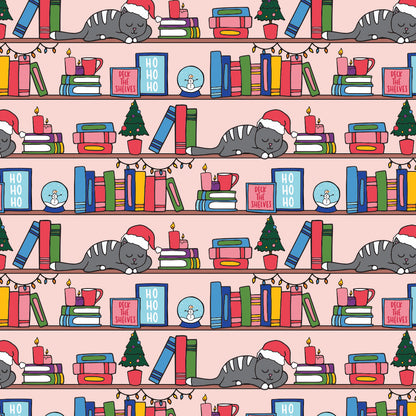Christmas Book Shelf Wrapping Paper
