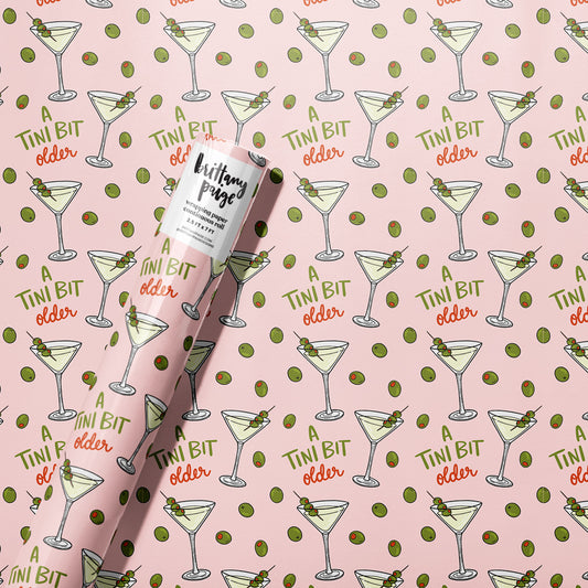 Dirty Olive Martini Birthday Wrapping Paper Roll