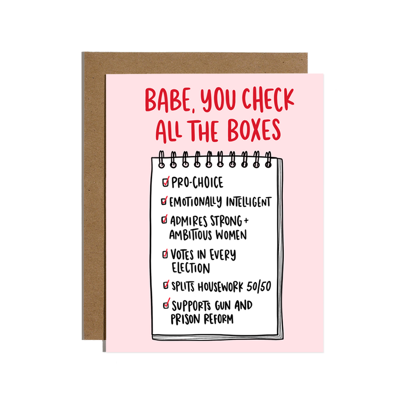 You Check All The Boxes Feminist Love Card