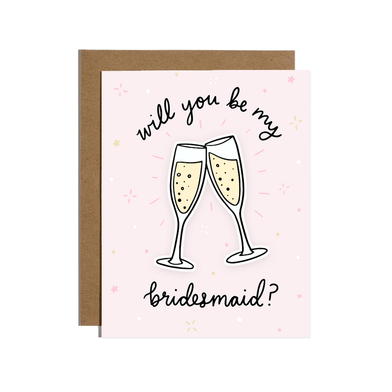 Be My Bridesmaid Champagne Sticker Card