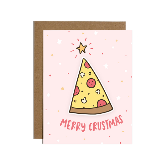 Merry Crustmas Pizza Sticker Card