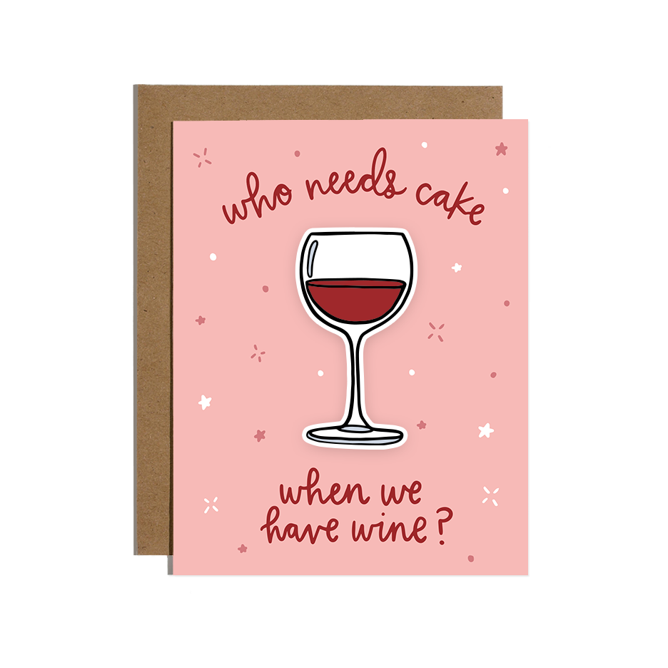 Cake Wine Sticker Card