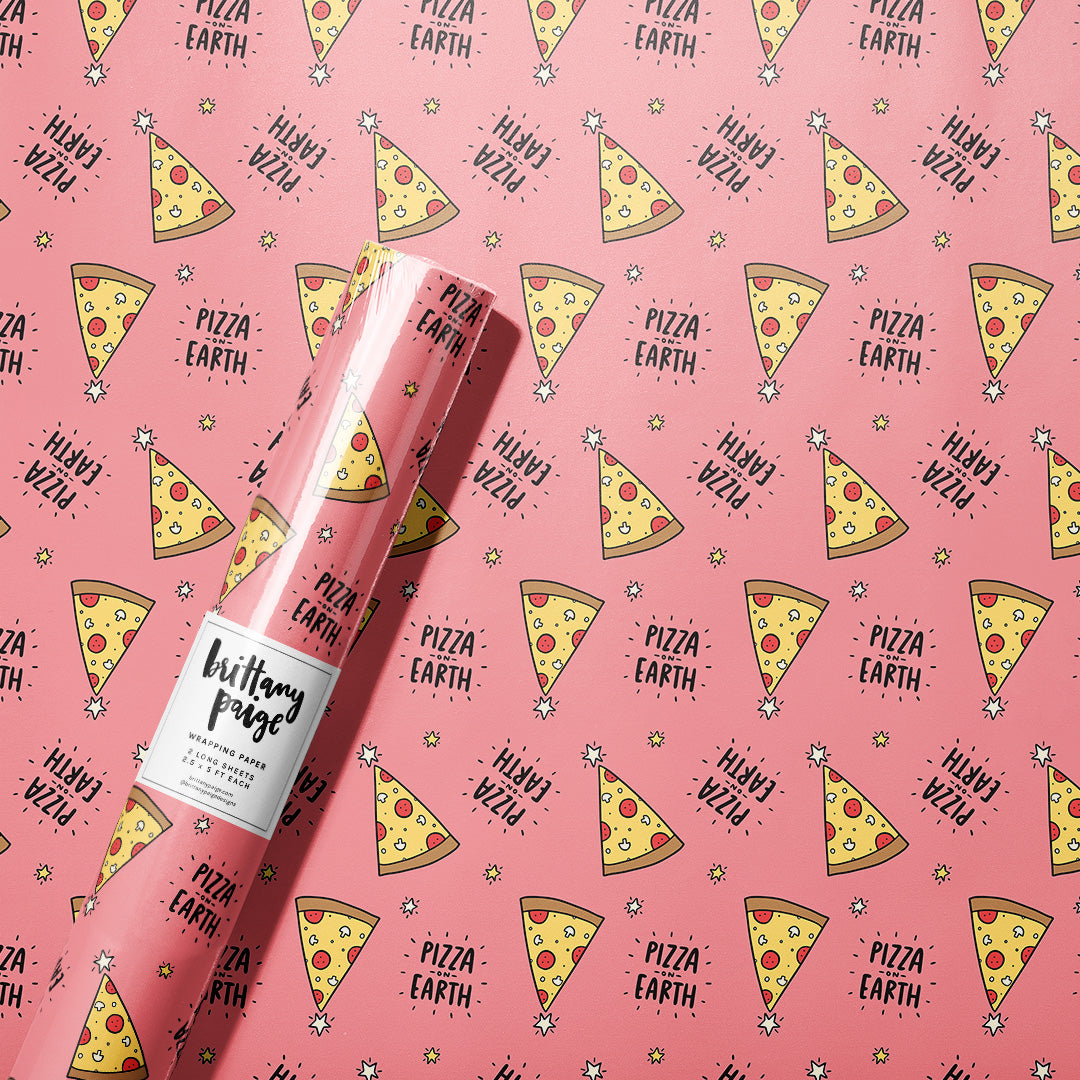 Pizza on Earth Christmas Wrapping Paper